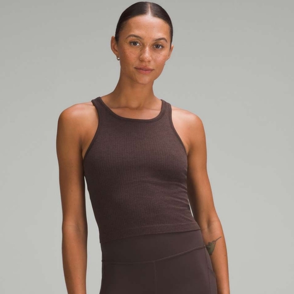 lululemon athletica Tops - Lululemon Ebb to Street Cropped Racerback Tank Top Espresso - Size 4